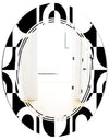 Monochrome Geometric Pattern VIII - Modern Round or Oval Wall Mirror - Triple C