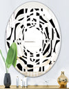 Monochrome Geometric Pattern VIII - Modern Round or Oval Wall Mirror - Whirl