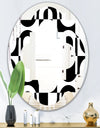 Monochrome Geometric Pattern VIII - Modern Round or Oval Wall Mirror - Quatrefoil