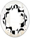 Monochrome Geometric Pattern VIII - Modern Round or Oval Wall Mirror - Quatrefoil