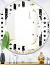 Retro Geometrical Abstract Minimal Pattern VII - Modern Round or Oval Wall Mirror - Leaves