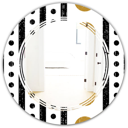Retro Geometrical Abstract Minimal Pattern VII - Modern Round or Oval Wall Mirror - Triple C