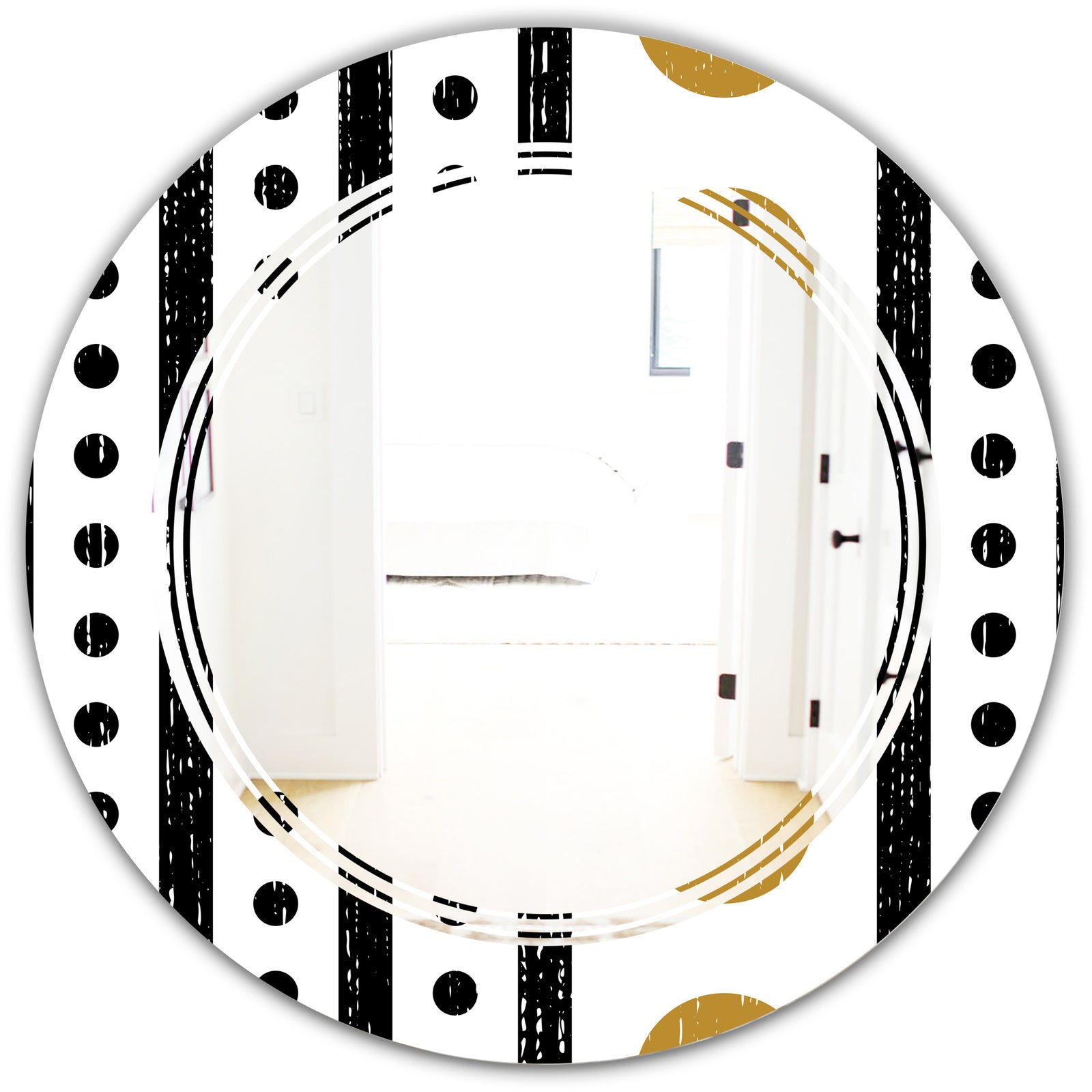 Retro Geometrical Abstract Minimal Pattern VII - Modern Round or Oval Wall Mirror - Triple C