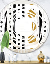 Retro Geometrical Abstract Minimal Pattern VII - Modern Round or Oval Wall Mirror - Whirl
