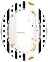 Retro Geometrical Abstract Minimal Pattern VII - Modern Round or Oval Wall Mirror - Triple C