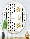 Retro Geometrical Abstract Minimal Pattern VII - Modern Round or Oval Wall Mirror - Whirl
