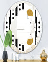 Retro Geometrical Abstract Minimal Pattern VII - Modern Round or Oval Wall Mirror - Quatrefoil
