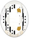 Retro Geometrical Abstract Minimal Pattern VII - Modern Round or Oval Wall Mirror - Quatrefoil