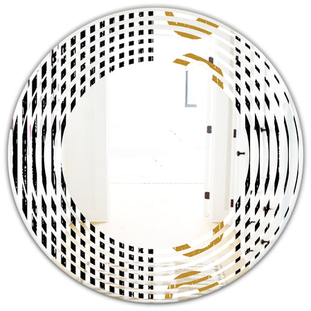 Vertical Retro Geometrical Pattern I - Modern Round or Oval Wall Mirror - Wave