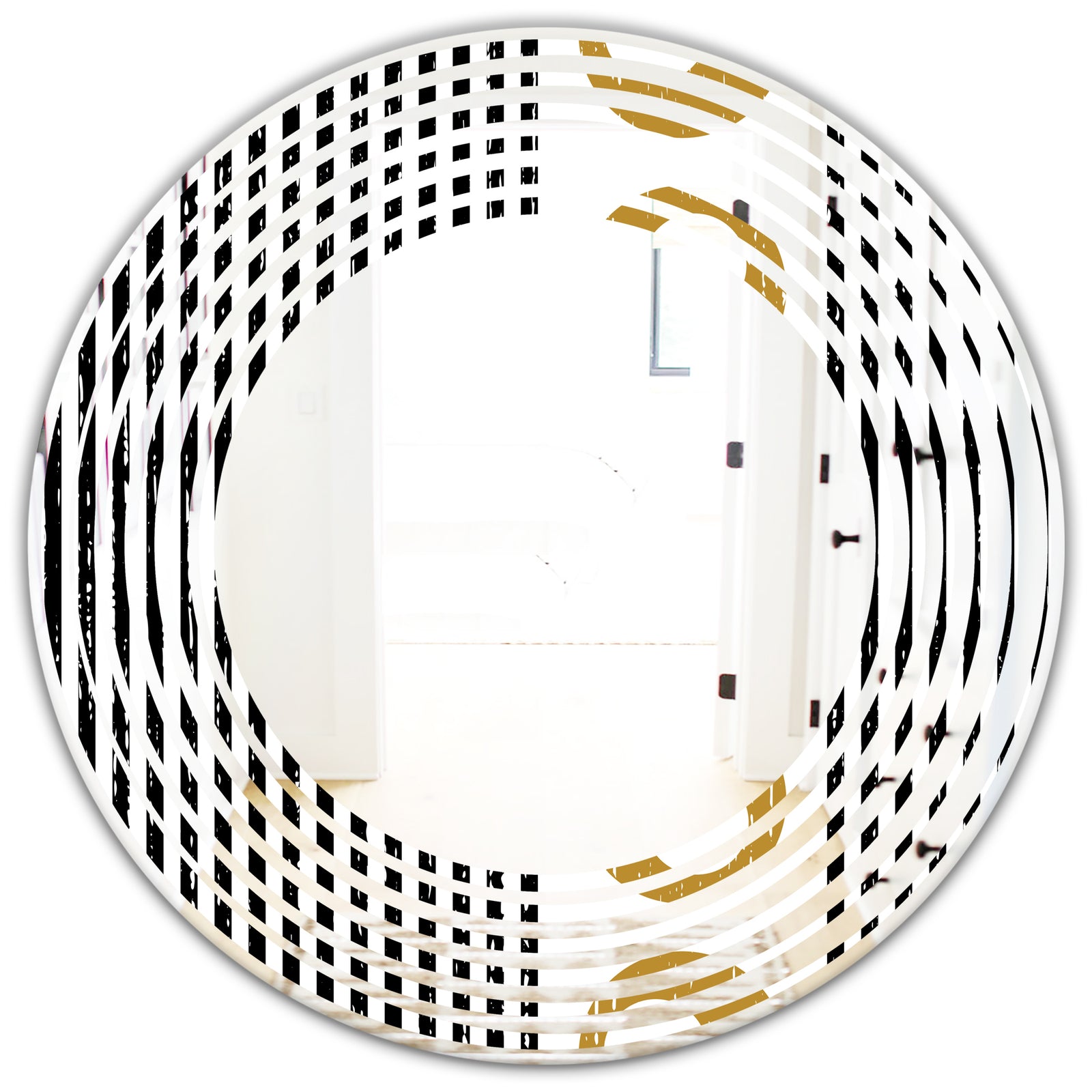Vertical Retro Geometrical Pattern I - Modern Round or Oval Wall Mirror - Wave