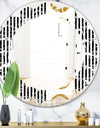 Vertical Retro Geometrical Pattern I - Modern Round or Oval Wall Mirror - Leaves