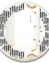 Vertical Retro Geometrical Pattern I - Modern Round or Oval Wall Mirror - Leaves