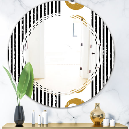 Vertical Retro Geometrical Pattern I - Modern Round or Oval Wall Mirror - Triple C