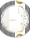 Vertical Retro Geometrical Pattern I - Modern Round or Oval Wall Mirror - Triple C