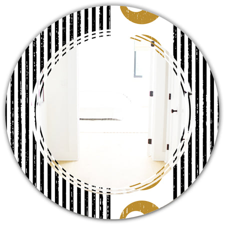 Vertical Retro Geometrical Pattern I - Modern Round or Oval Wall Mirror - Triple C
