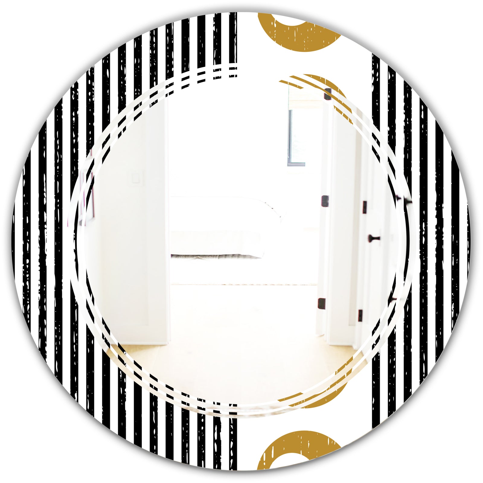Vertical Retro Geometrical Pattern I - Modern Round or Oval Wall Mirror - Triple C