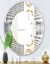 Vertical Retro Geometrical Pattern I - Modern Round or Oval Wall Mirror - Wave
