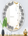 Vertical Retro Geometrical Pattern I - Modern Round or Oval Wall Mirror - Leaves