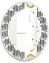 Vertical Retro Geometrical Pattern I - Modern Round or Oval Wall Mirror - Leaves