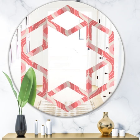 Retro Drop Design I - Modern Round or Oval Wall Mirror - Hexagon Star
