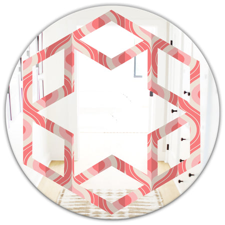Retro Drop Design I - Modern Round or Oval Wall Mirror - Hexagon Star