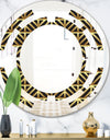 Golden Luxury Metallic Geometrics XIV - Modern Round or Oval Wall Mirror - Space