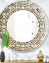 Golden Luxury Metallic Geometrics XIV - Modern Round or Oval Wall Mirror - Wave