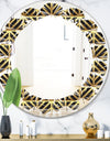 Golden Luxury Metallic Geometrics XIV - Modern Round or Oval Wall Mirror - Leaves