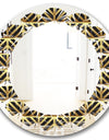 Golden Luxury Metallic Geometrics XIV - Modern Round or Oval Wall Mirror - Leaves