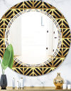 Golden Luxury Metallic Geometrics XIV - Modern Round or Oval Wall Mirror - Triple C