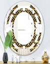 Golden Luxury Metallic Geometrics XIV - Modern Round or Oval Wall Mirror - Space