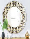 Golden Luxury Metallic Geometrics XIV - Modern Round or Oval Wall Mirror - Wave