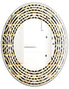 Golden Luxury Metallic Geometrics XIV - Modern Round or Oval Wall Mirror - Wave