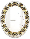Golden Luxury Metallic Geometrics XIV - Modern Round or Oval Wall Mirror - Leaves
