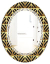 Golden Luxury Metallic Geometrics XIV - Modern Round or Oval Wall Mirror - Triple C