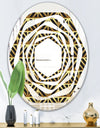 Golden Luxury Metallic Geometrics XIV - Modern Round or Oval Wall Mirror - Whirl