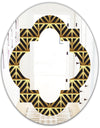 Golden Luxury Metallic Geometrics XIV - Modern Round or Oval Wall Mirror - Quatrefoil