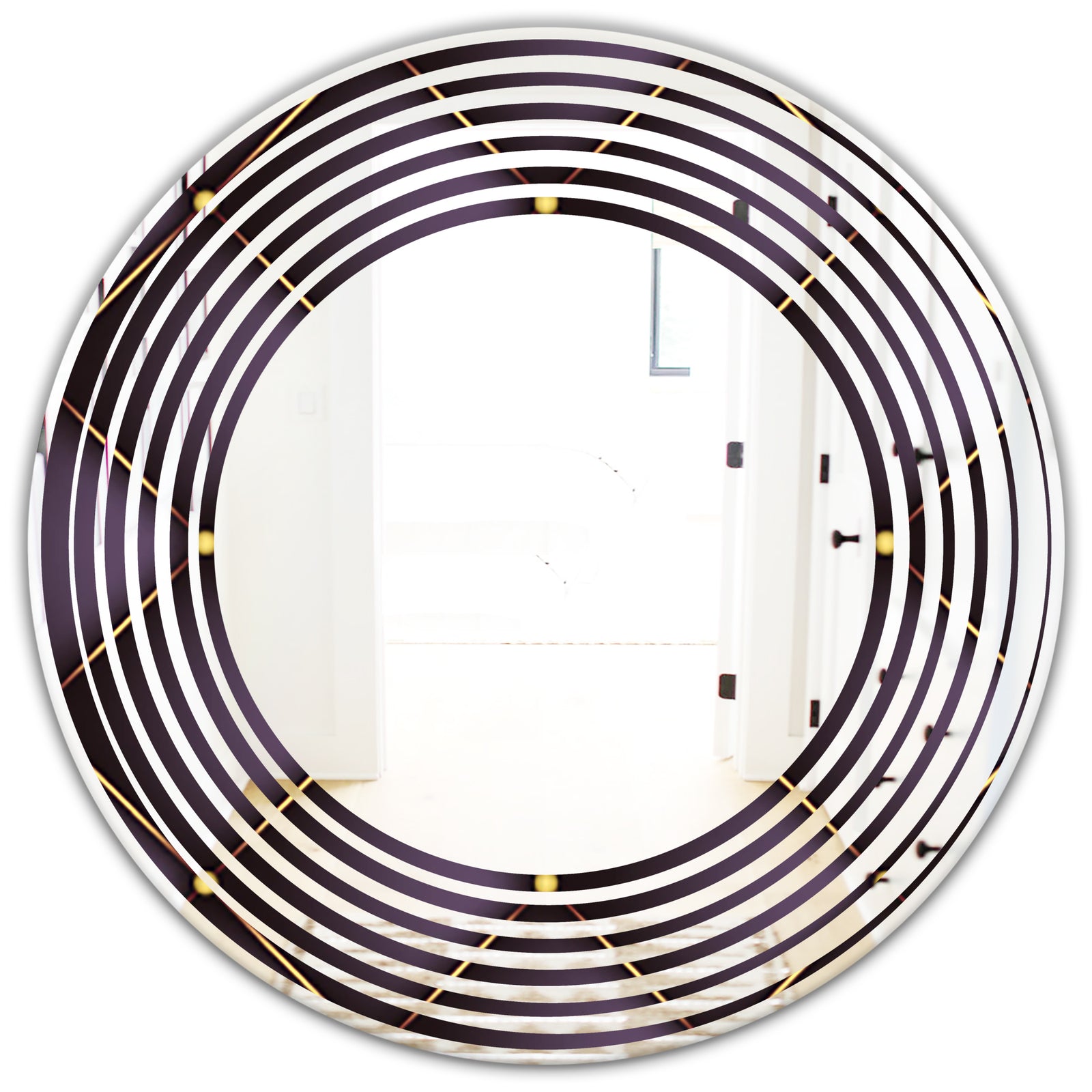 Quilted pattern - Modern Round or Oval Wall Mirror - Wave