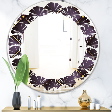 Quilted pattern - Modern Round or Oval Wall Mirror - Leaves