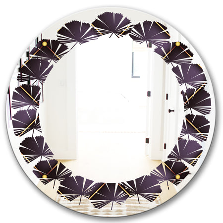 Quilted pattern - Modern Round or Oval Wall Mirror - Leaves