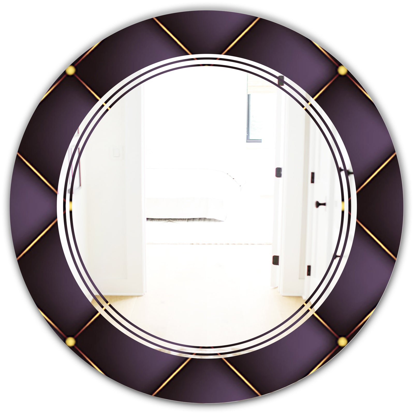 Quilted pattern - Modern Round or Oval Wall Mirror - Triple C