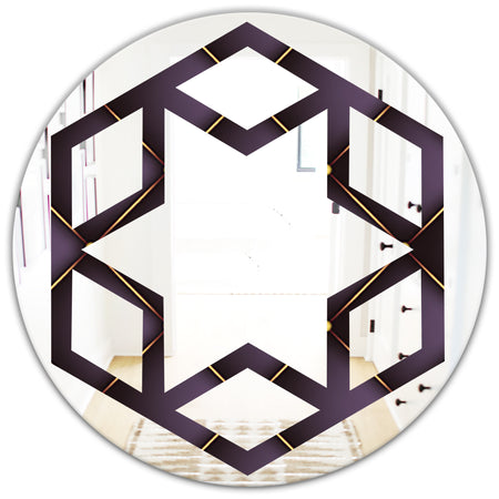 Quilted pattern - Modern Round or Oval Wall Mirror - Hexagon Star