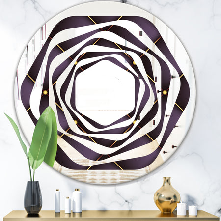 Quilted pattern - Modern Round or Oval Wall Mirror - Whirl