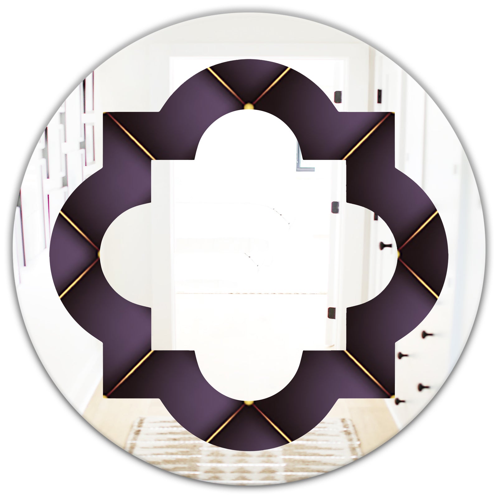 Quilted pattern - Modern Round or Oval Wall Mirror - Quatrefoil