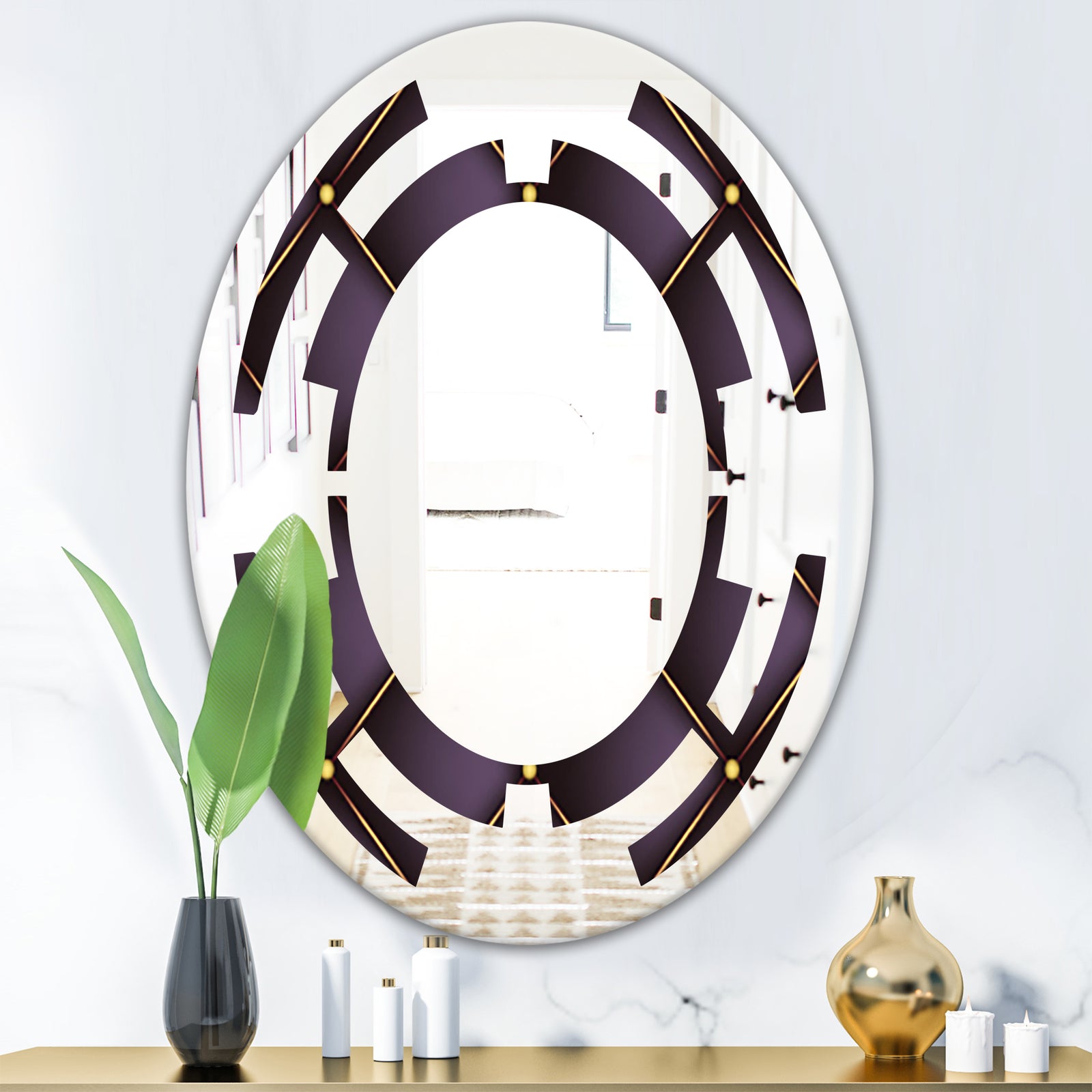 Quilted pattern - Modern Round or Oval Wall Mirror - Space