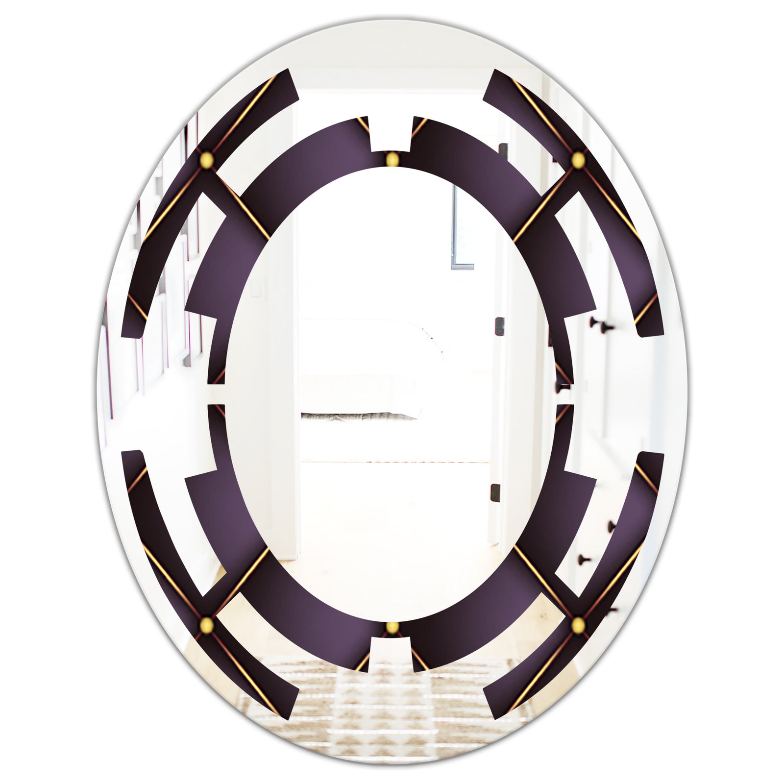 Quilted pattern - Modern Round or Oval Wall Mirror - Space