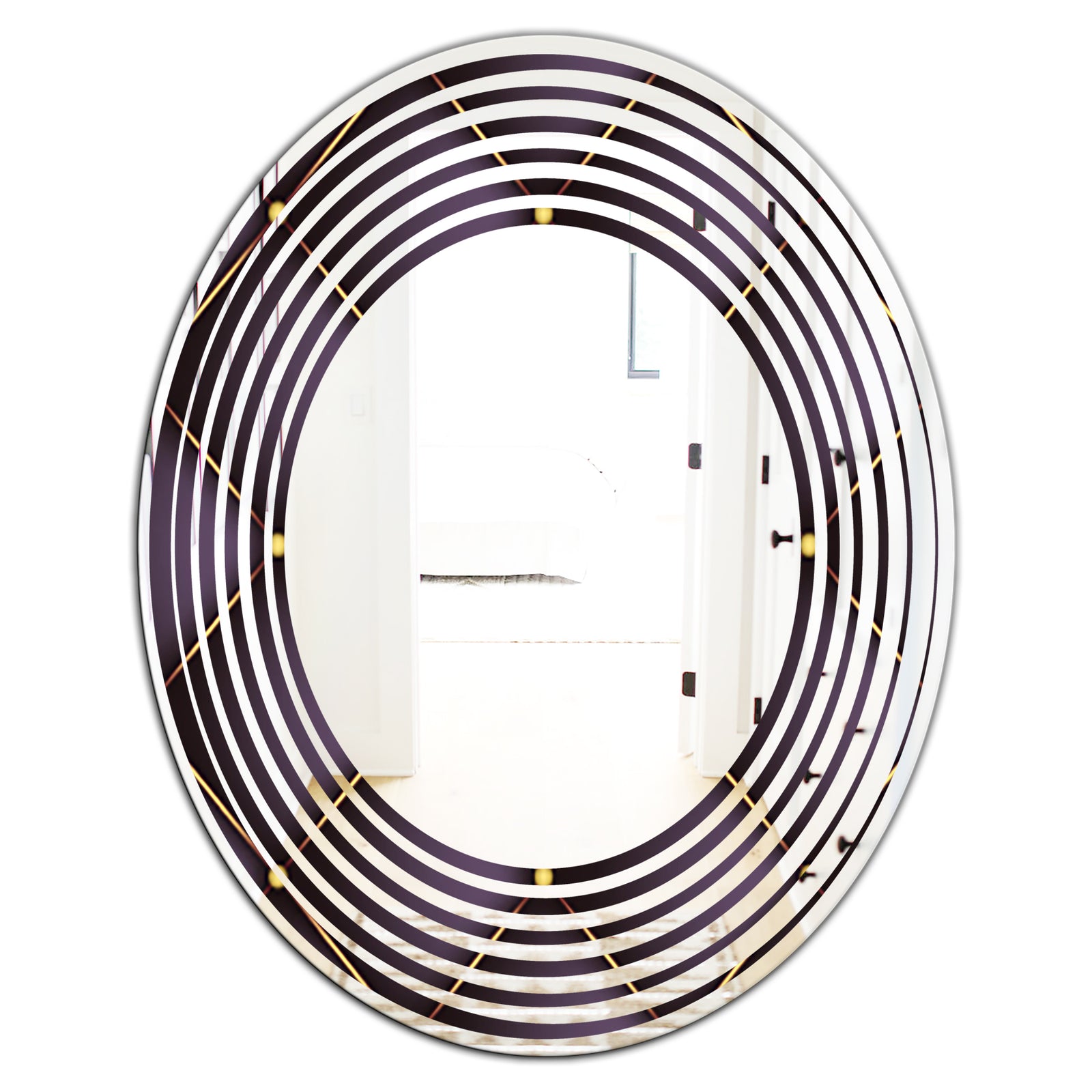 Quilted pattern - Modern Round or Oval Wall Mirror - Wave