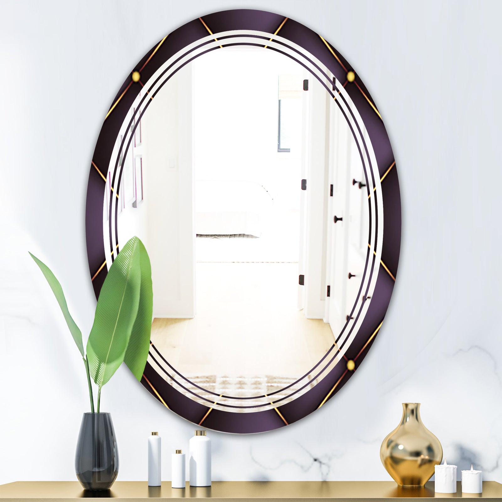 Quilted pattern - Modern Round or Oval Wall Mirror - Triple C