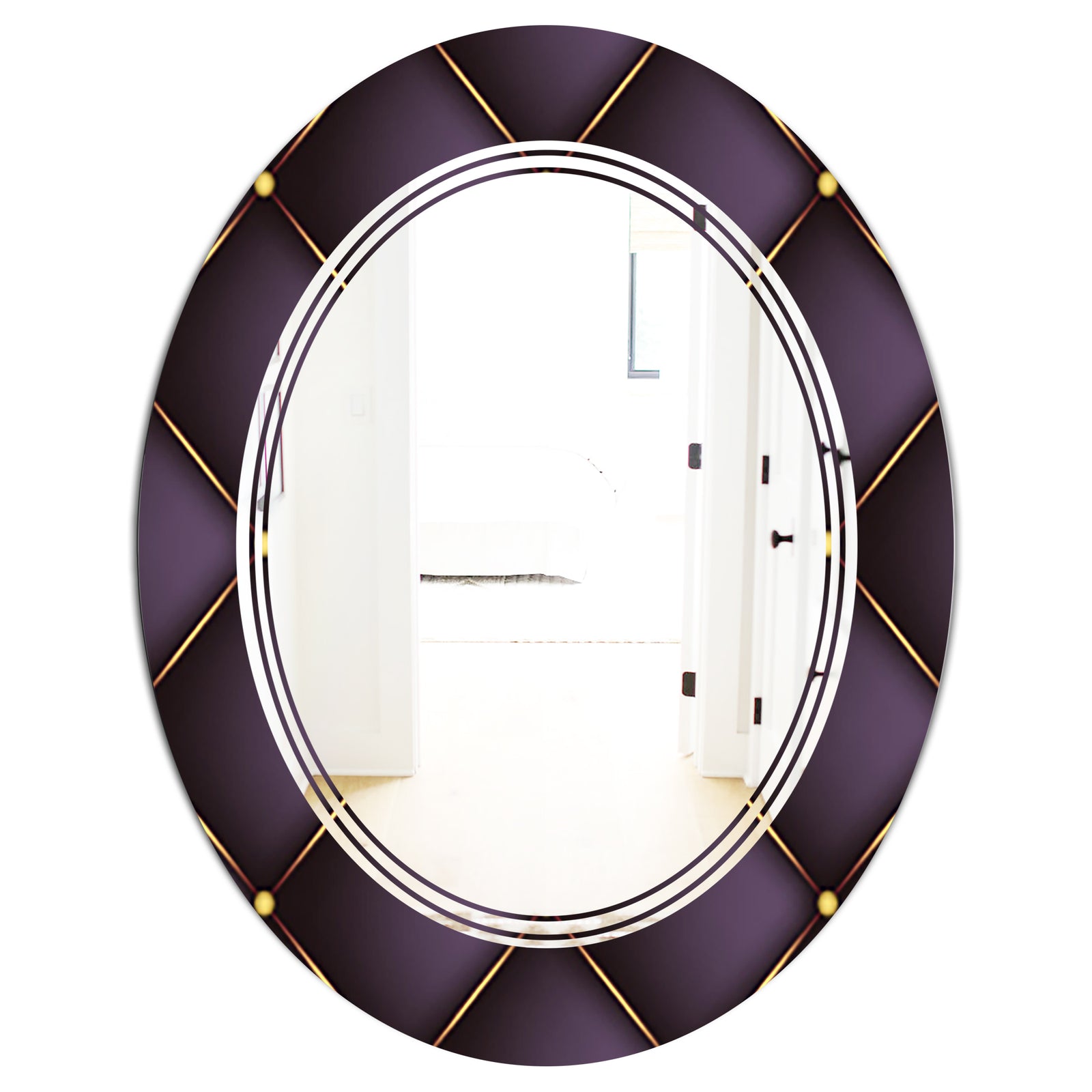 Quilted pattern - Modern Round or Oval Wall Mirror - Triple C