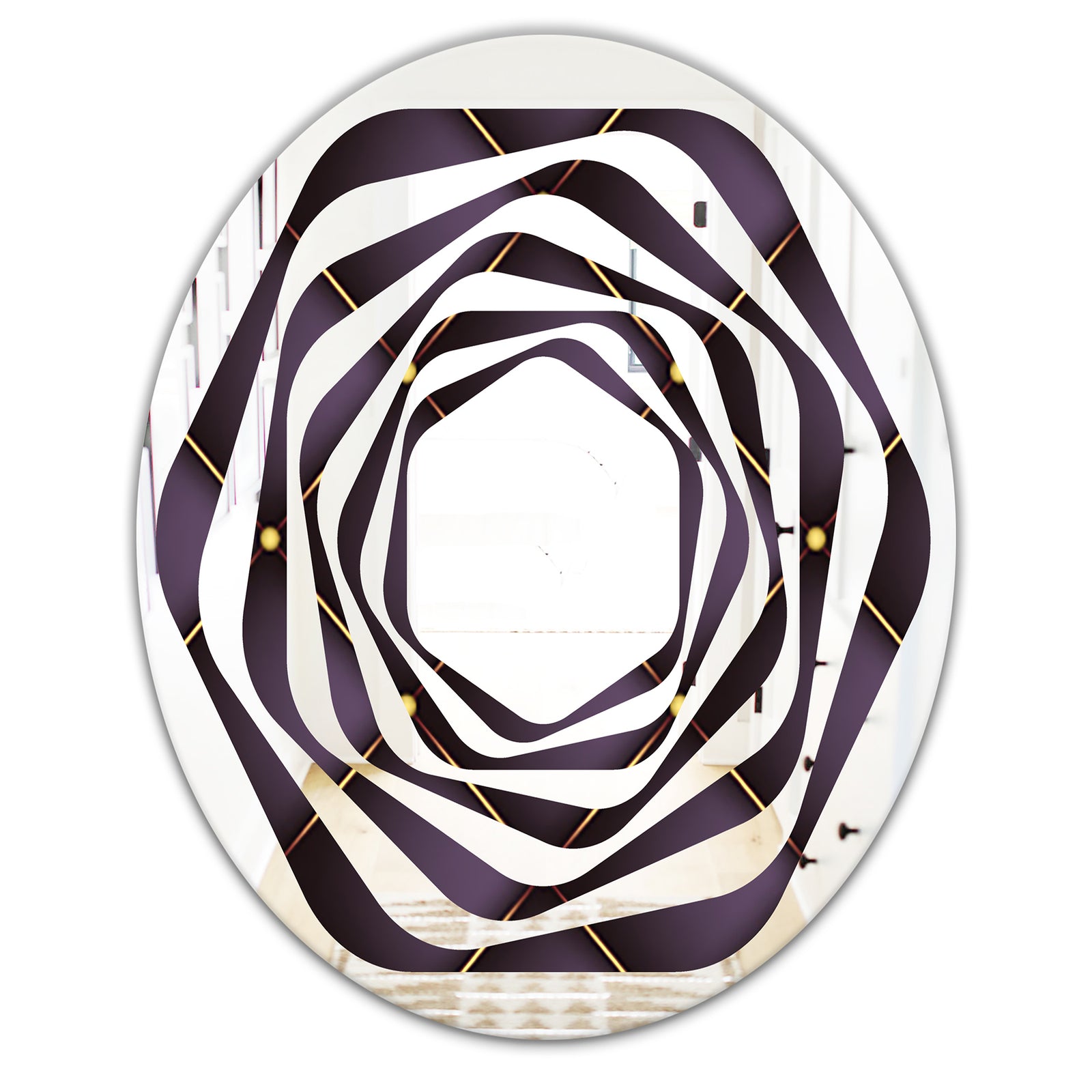 Quilted pattern - Modern Round or Oval Wall Mirror - Whirl